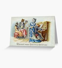 Victorian Christmas Cats Greeting Card