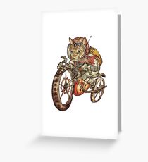 Berserker Steampunk Motorrad Katze Grußkarte