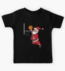 Santa Basketball Dunk Christmas Art | Winter Athlete Gift Kids Tee