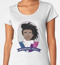 Camiseta premium de cuello ancho Bonjour, ¡todos!