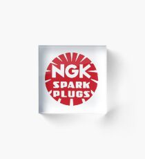 Vintage NGK Sparks Plugs Acrylic Block