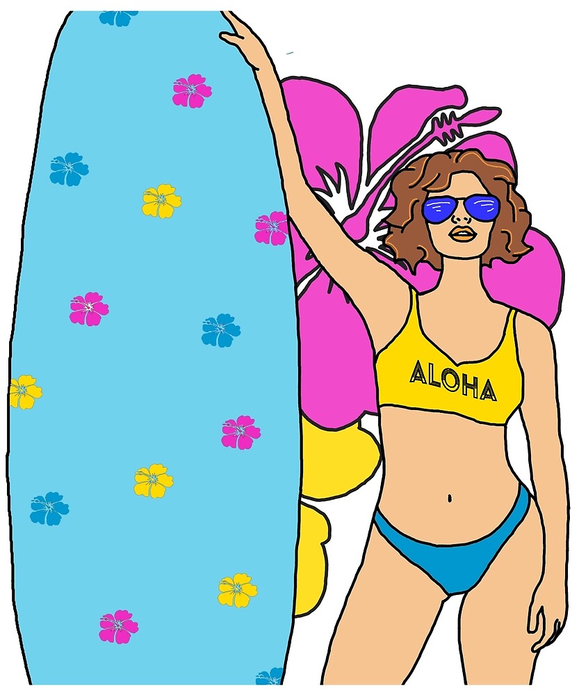 Aloha Surfer Girl Pop Art By Chickchaos Redbubble