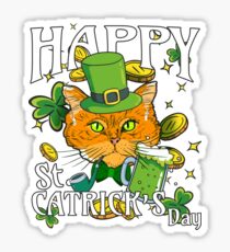 Happy St. Catricks Day Funny St. Patricks Cat Lover Sticker