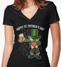 St. Patrick's Day Dabbing Lepricorn Dab Funny Gift Women's Fitted V-Neck T-Shirt