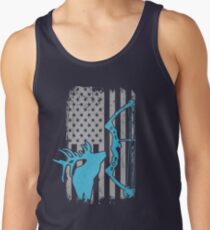 Bogen-Jagd-Elch-Jagd - patriotische amerikanische Flagge der Weinlese US für Bogenschießen-Jäger Tank Top