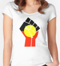 Raised Fist - Aboriginal Flag Women's Fitted Scoop T-Shirt