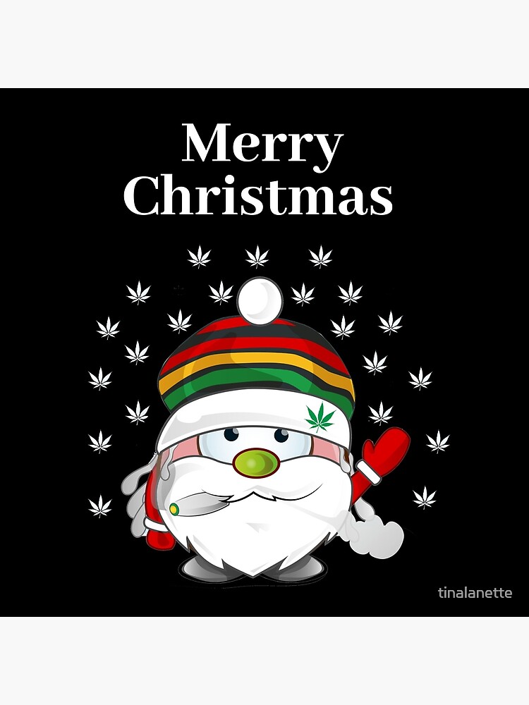 Cojín «Feliz Navidad Papá Noel 420 Marihuana Copo de nieve Navidad de