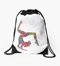 Gymnastics girl, watercolor gymnastics, teen gift Drawstring Bag