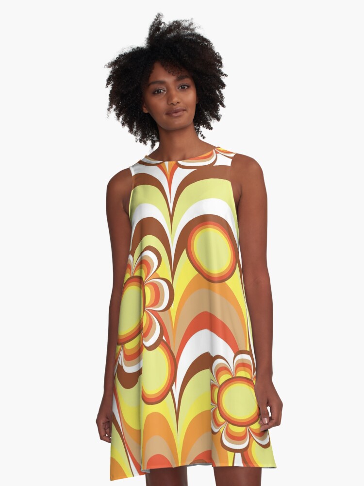 70s Pattern A Line Dress By Ariahgraphics Redbubble