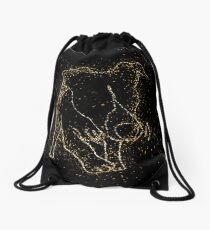 Dog funny playful golden ornament Gold Drawstring Bag
