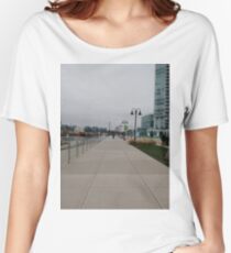 #Sidewalk, #Stamford, #StamfordCity, #winter, #nature, #snow, #frost, #outdoors, #icee #cold, #wood, #season, #bird, #tree, #frozen, #dry, #garden, #grass, #weather, #horizontal, #colorimage Women's Relaxed Fit T-Shirt