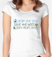 Säubern Sie die Meere Speichern Sie die Bienen, die mehr Bäume pflanzen Tailliertes Rundhals-Shirt