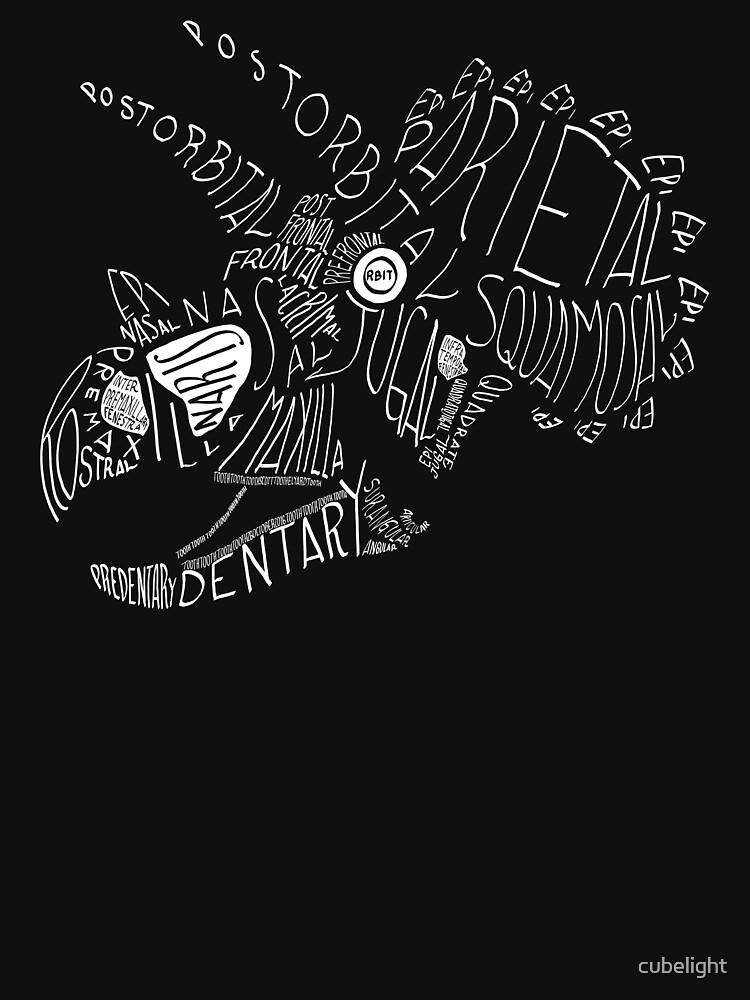 Monocolor Calligram Triceratops Skull by cubelight