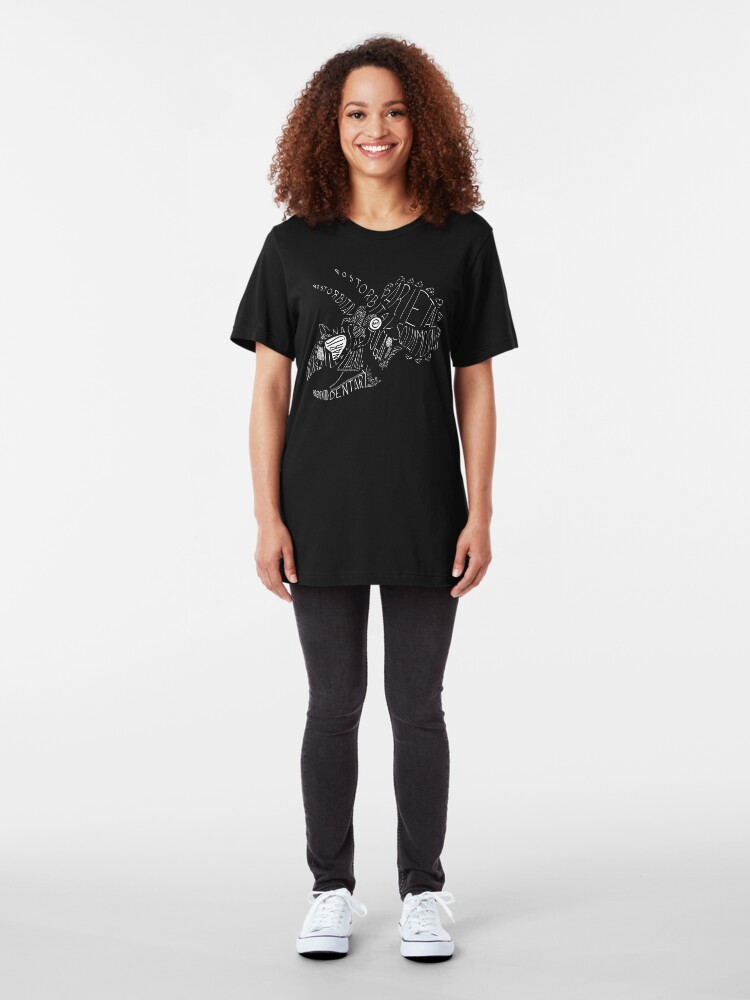 Alternate view of Monocolor Calligram Triceratops Skull Slim Fit T-Shirt