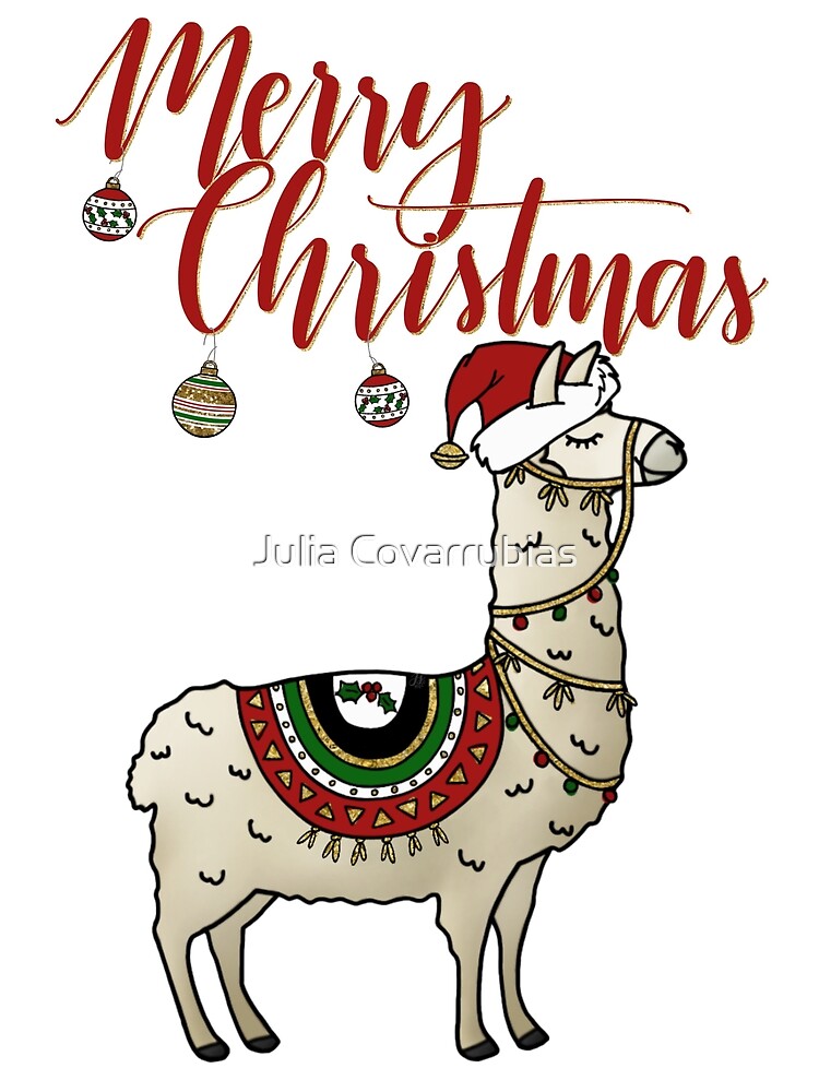 “Merry Christmas Llama Print” by jschroyer | Redbubble