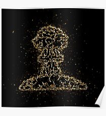 Hiroshima mushroom cloud atomic bomb golden ornament Gold Poster
