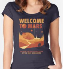 Camiseta entallada de cuello redondo Bienvenido a marte