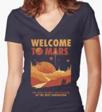 Welcome to Mars Women's Fitted V-Neck T-Shirt