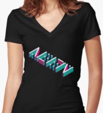 Alien Ambigram UFO Optical Illusion Decoded Women's Fitted V-Neck T-Shirt