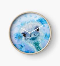 Ostrich with blue poppies Clock