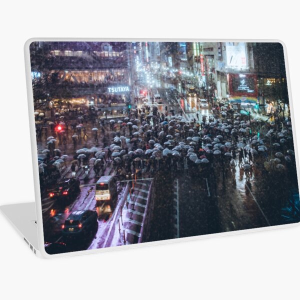 Shibuya crossing at Rainy Night Laptop Skin