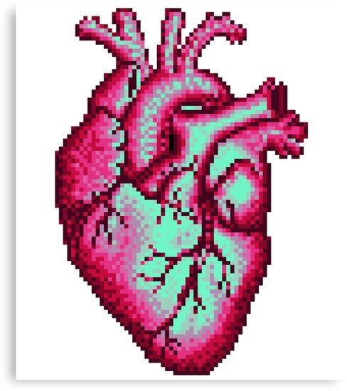 "Realistic Heart Pixel Art" Canvas Print by Codrea | Redbubble