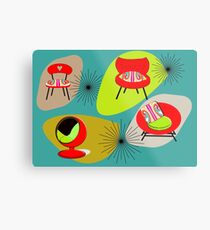 Modern Mid-Century Retro Chair Illustations Metal Print