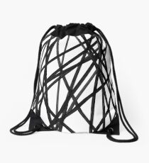 Urban Minimalist Industrial Monochrome Painted Mesh, black and white. Drawstring Bag