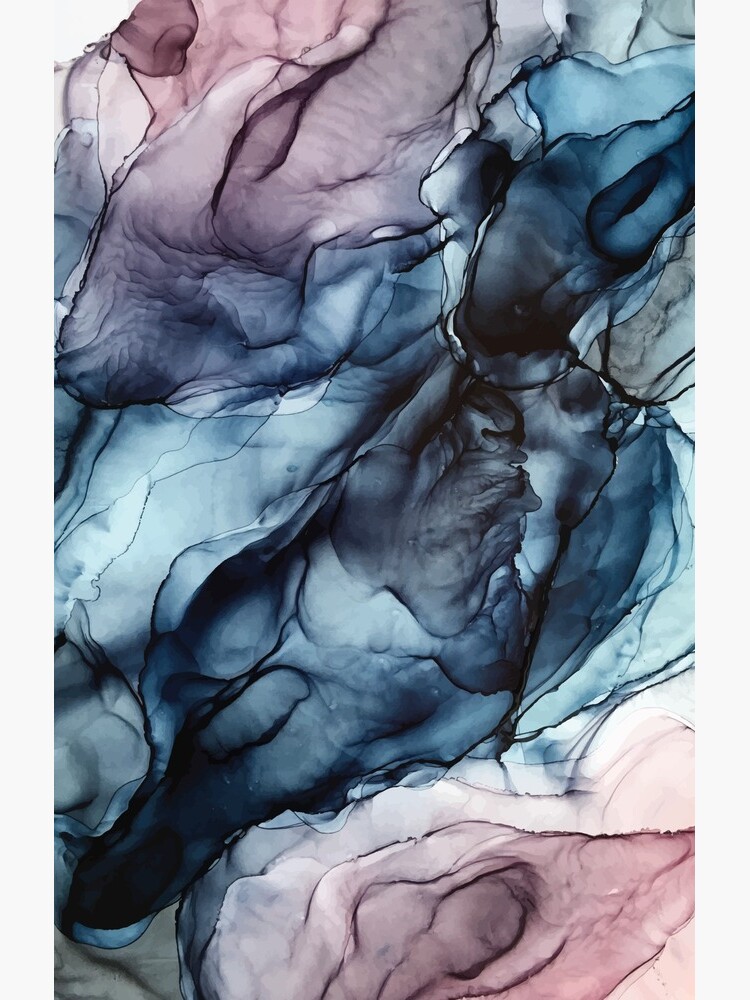 Blush and Darkness Abstract Alcohol Ink Painting by LSchulz19