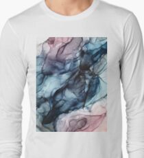 Blush and Darkness Abstract Alcohol Ink Painting Long Sleeve T-Shirt