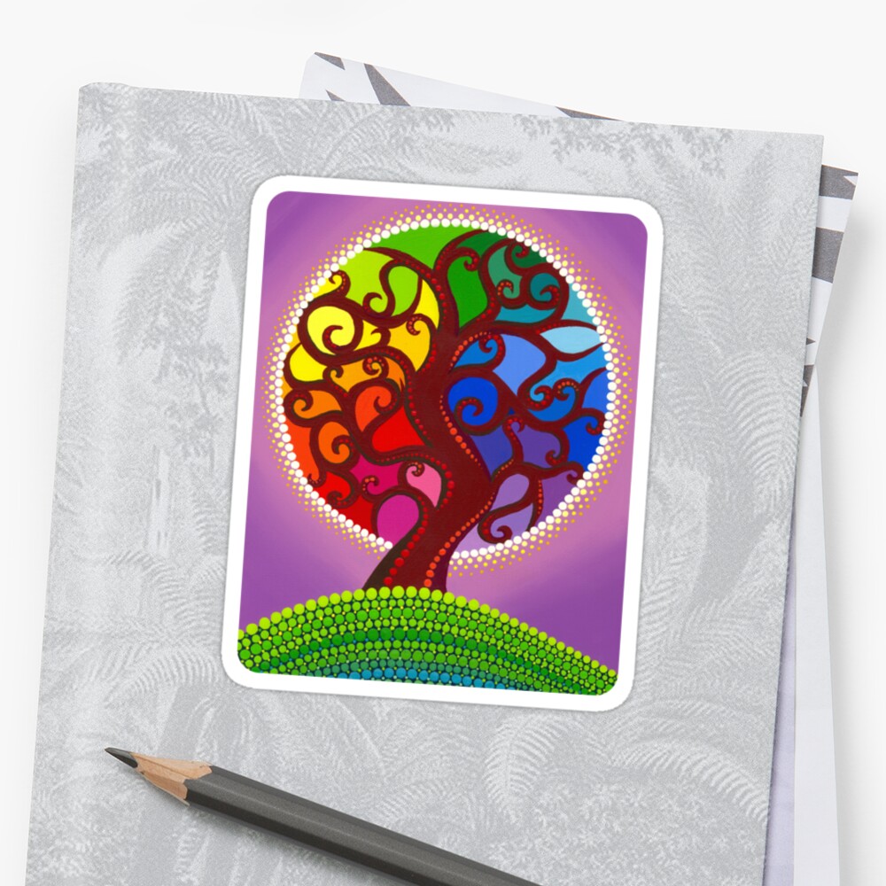 Rainbow Orb Tree Of Life Stickers By Elspeth Mclean Redbubble