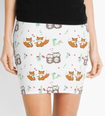 Cute loving foxes and owls Mini Skirt