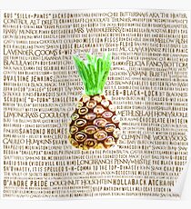 Psych Burton Guster Nicknames - Television Show Pineapple Room Decorative TV Pop Culture Humor Lime Neon Brown Poster