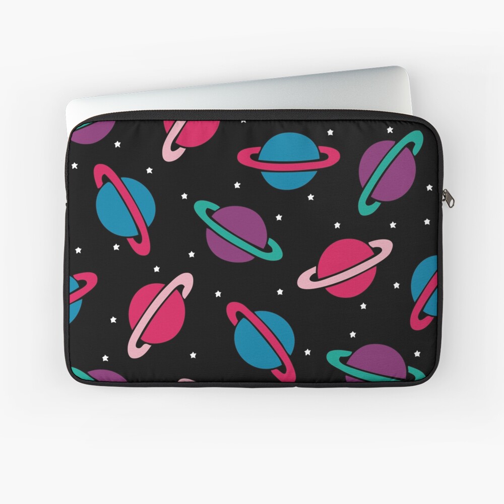 Neon Space Planets Pattern Laptop Sleeve
