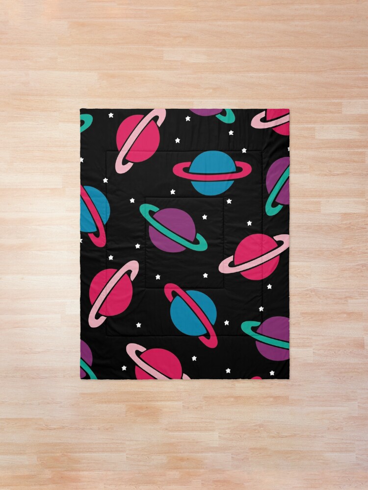 Neon Space Planets Pattern Comforter By Evannave Redbubble