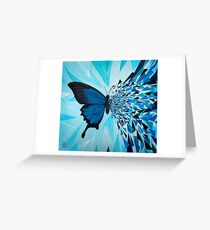 Blue butterfly geometric explosion Greeting Card