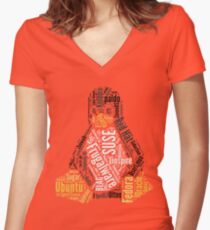 Tux Typo Women's Fitted V-Neck T-Shirt