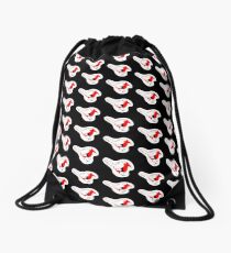 Red Blind Bird Drawstring Bag