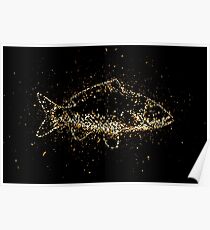 Animal carp fish golden ornament Gold Poster