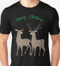 Deer Deer Couple Love Christmas Merry Christmas Slim Fit T-Shirt