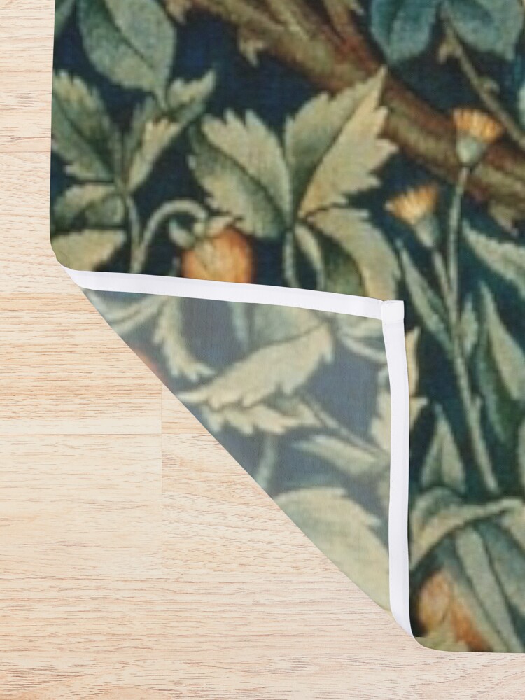 Alternate view of GREENERY, FOREST ANIMALS Pheasant and Fox Blue Green Floral Tapestry Shower Curtain