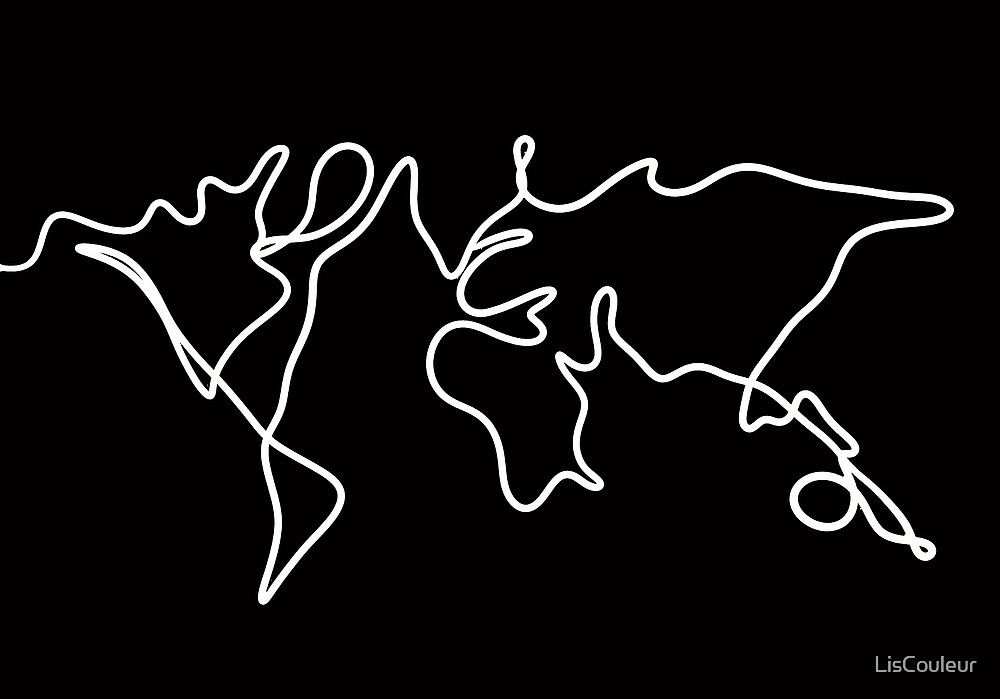 Minimalistic Worldmap In Black And White By Liscouleur Redbubble