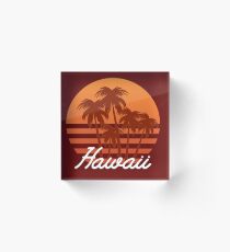 Retro Vintage 70's Hawaiian The Aloha State Acrylic Block