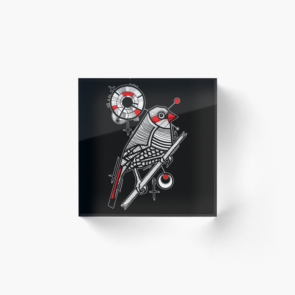 red eared firetail finch Acrylic Block