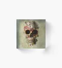 Garden Skull Light Acrylic Block