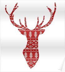 Deer silhouette knitting pattern Poster