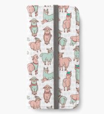 Pastel colors cartoon alpaca llamas herd iPhone Wallet/Case/Skin