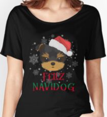 Yorkshire Terrier Christmas Dog Feliz Navidog Women's Relaxed Fit T-Shirt