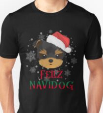 Yorkshire Terrier Christmas Dog Feliz Navidog Unisex T-Shirt