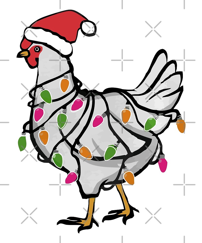 "Chicken Christmas Lights Santa Hat Rooster Hen Gift" by Cutesyneeds